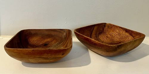 Vintage hand carved wood bowls - wood,